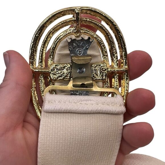 Vintage Day Lor white Gold Metallic Buckle Signed Stretch Belt 80s old money main image 7
